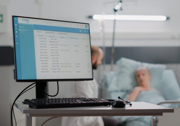 Screen displaying medical data in a hospital, illustrating the skills required for a healthcare IT consultant.